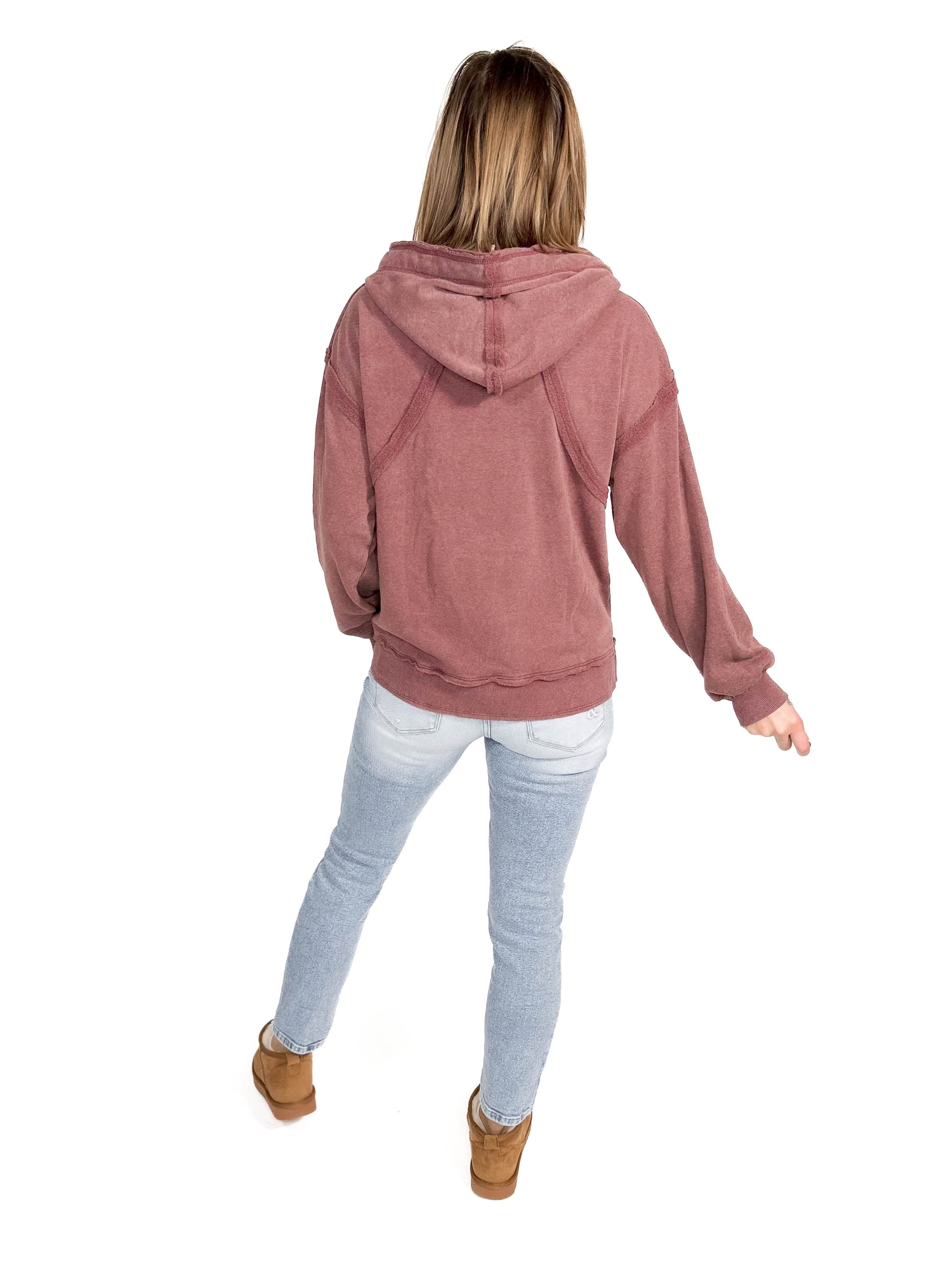 Reggie Distressed Hoodie- MAUVE-FINAL SALE