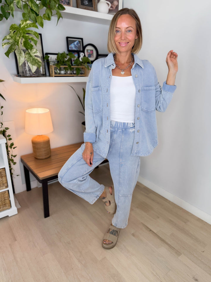 Candice Acid Wash Jacket- LIGHT BLUE