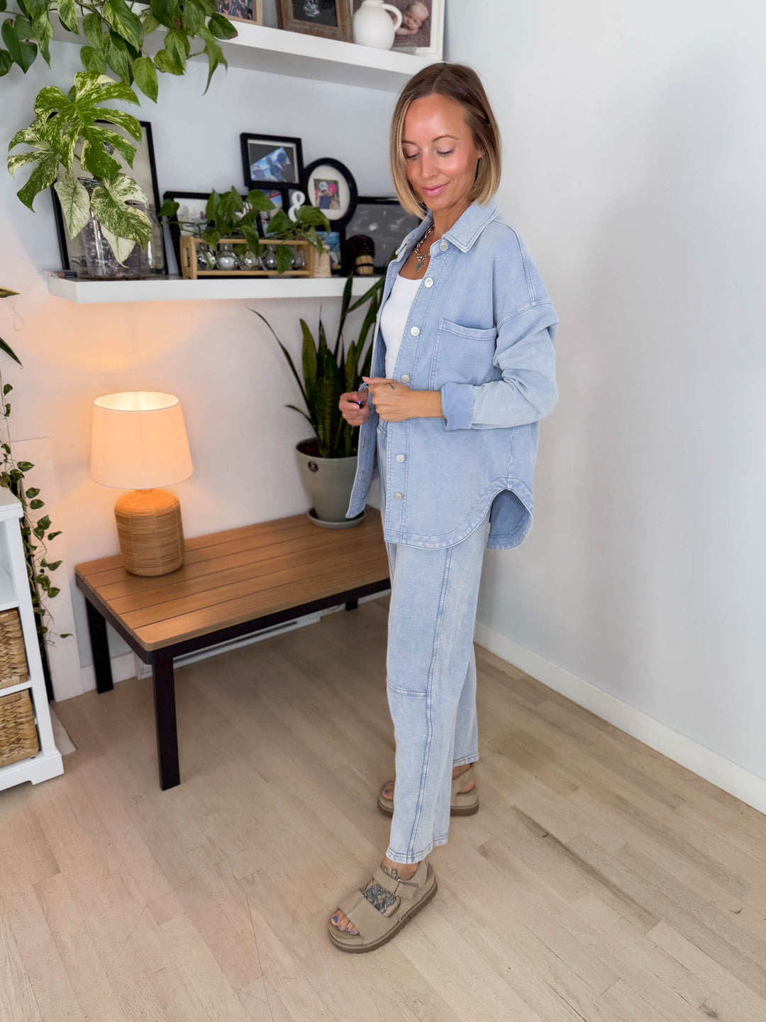 Candice Acid Wash Jacket- LIGHT BLUE