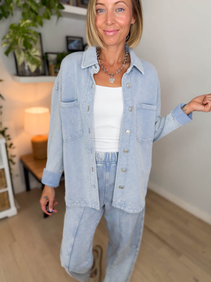 Candice Acid Wash Jacket- LIGHT BLUE