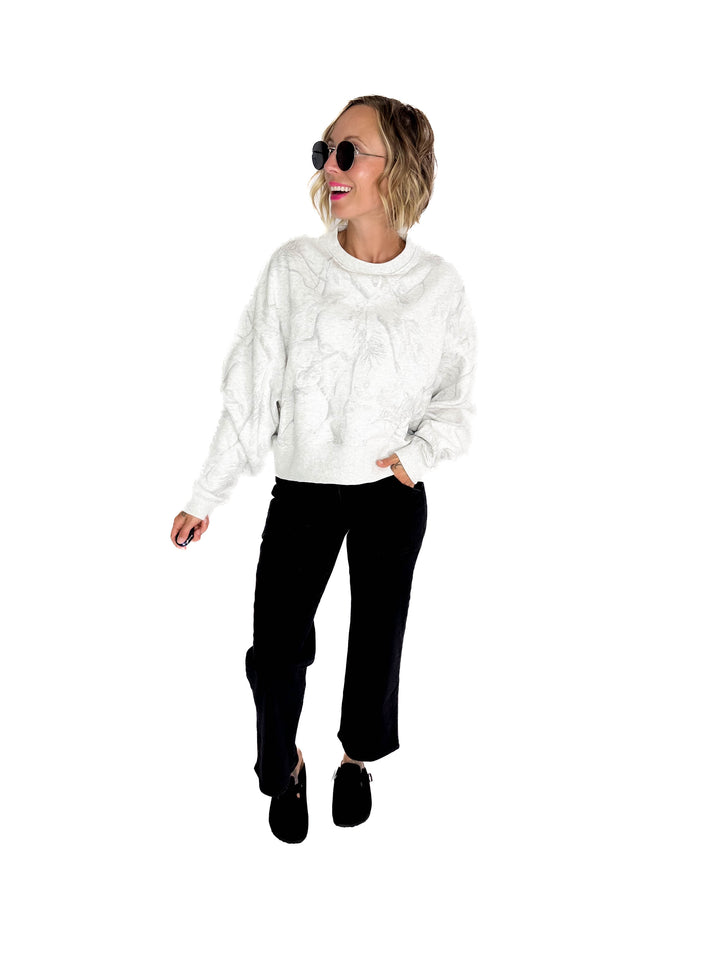 Chad Camouflage Dropped Shoulder Sweater- GREY-FINAL SALE
