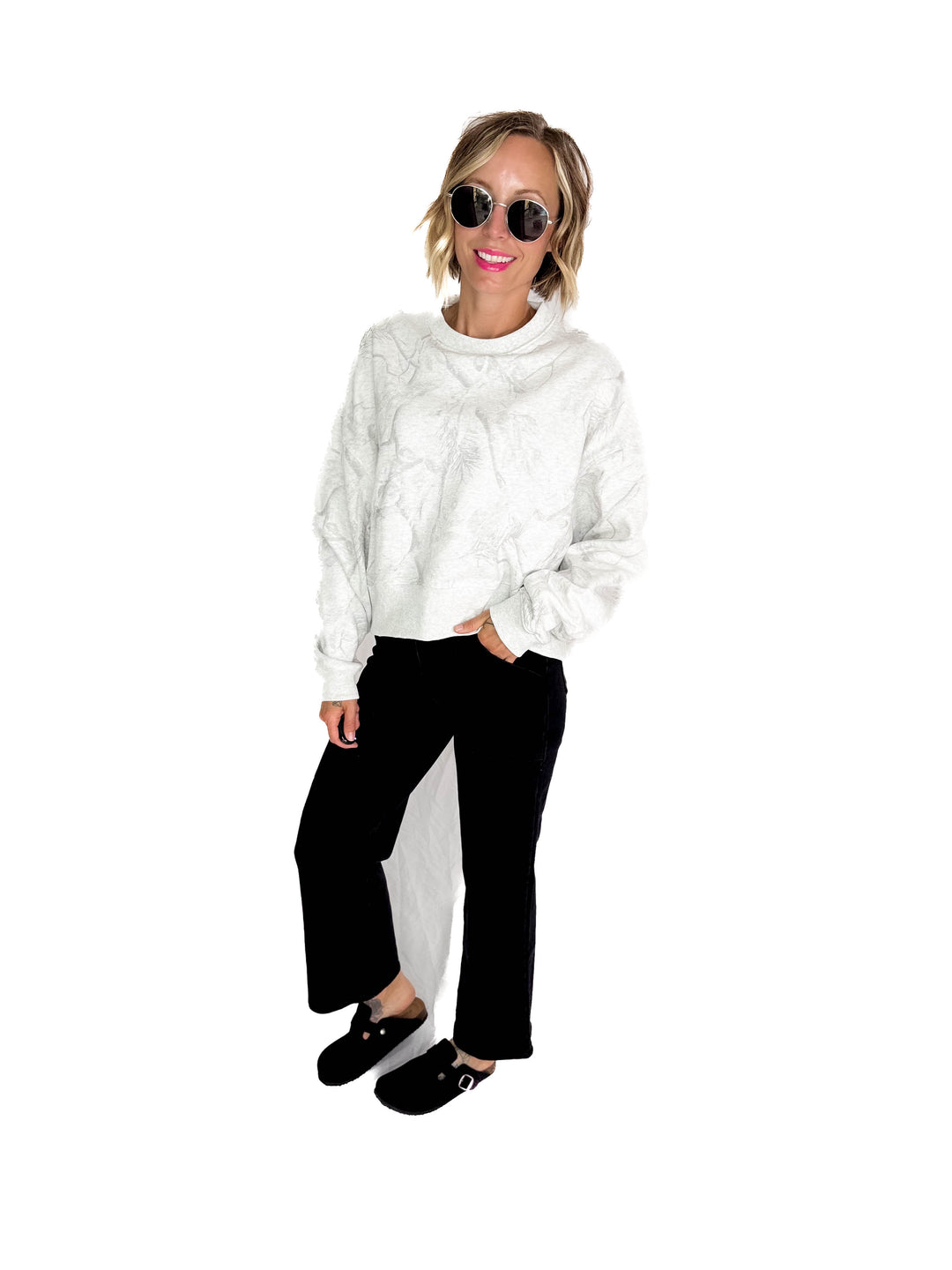 Chad Camouflage Dropped Shoulder Sweater- GREY-FINAL SALE