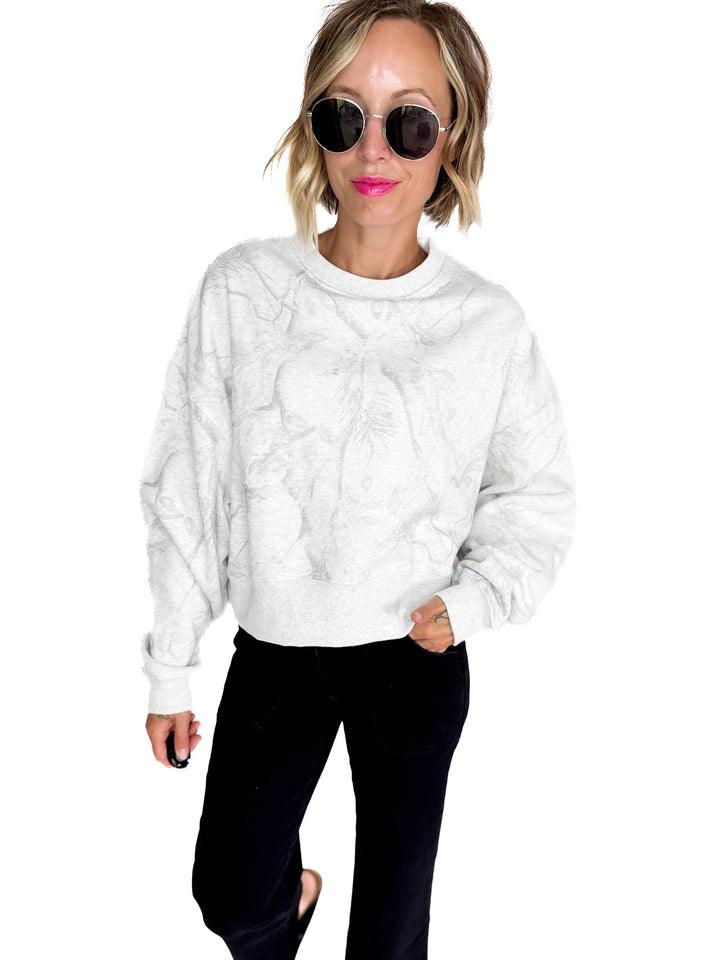 Chad Camouflage Dropped Shoulder Sweater- GREY-FINAL SALE
