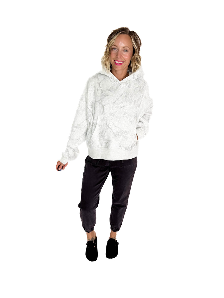 Owen Camouflage Loose Fit Front Pocket Hoodie- GREY-FINAL SALE