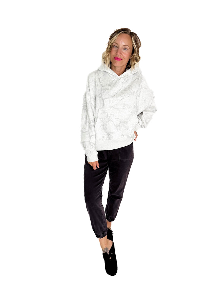 Owen Camouflage Loose Fit Front Pocket Hoodie- GREY-FINAL SALE
