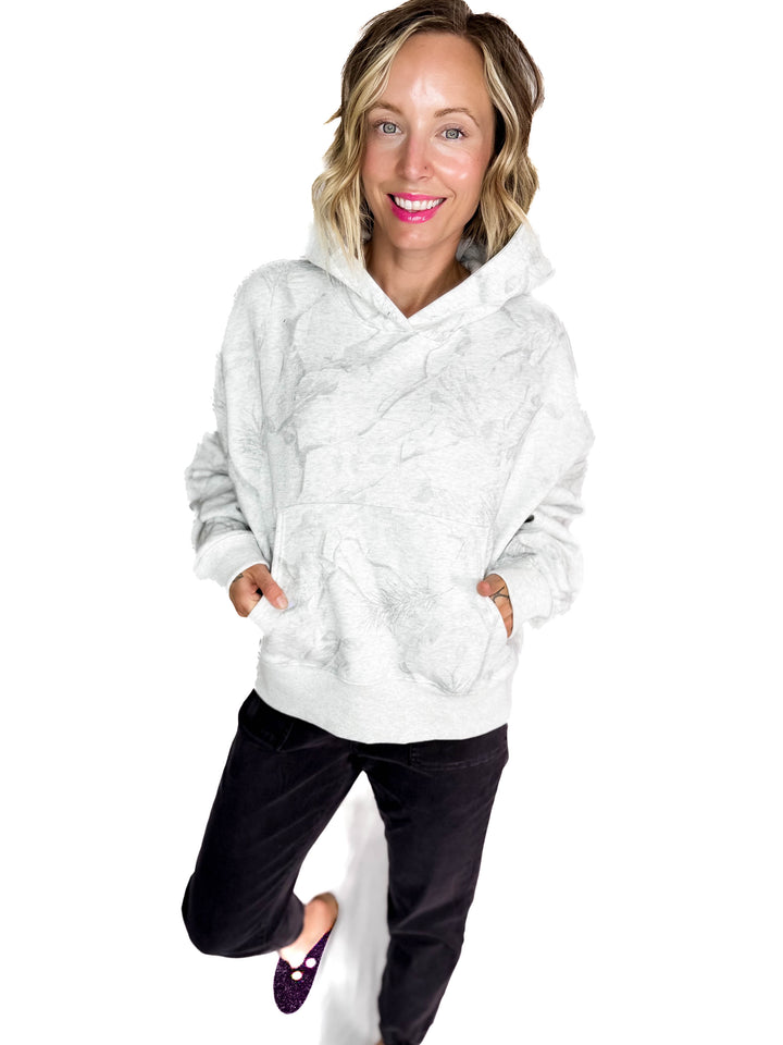 Owen Camouflage Loose Fit Front Pocket Hoodie- GREY-FINAL SALE