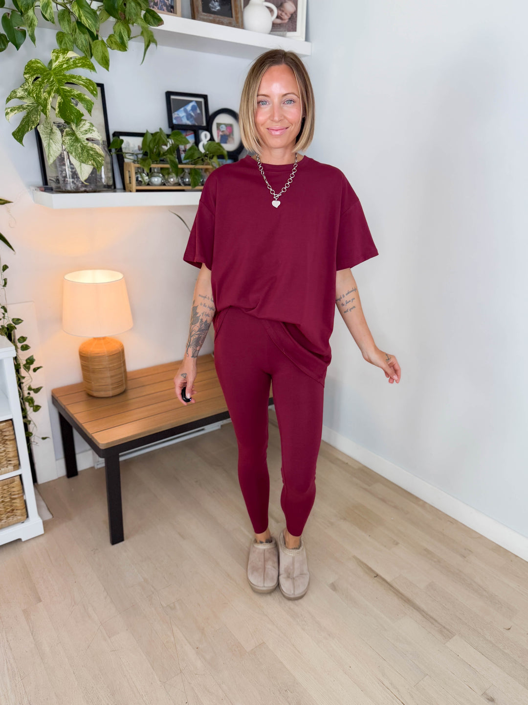 Champlain Cotton Legging Set- CABERNET