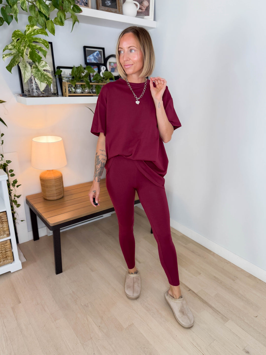 Champlain Cotton Legging Set- CABERNET