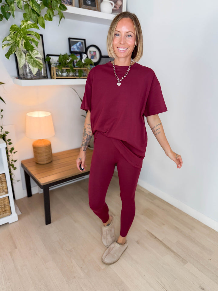 Champlain Cotton Legging Set- CABERNET