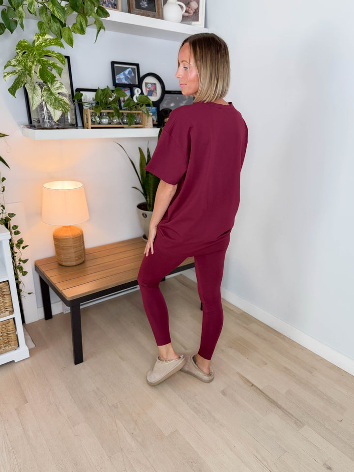 Champlain Cotton Legging Set- CABERNET