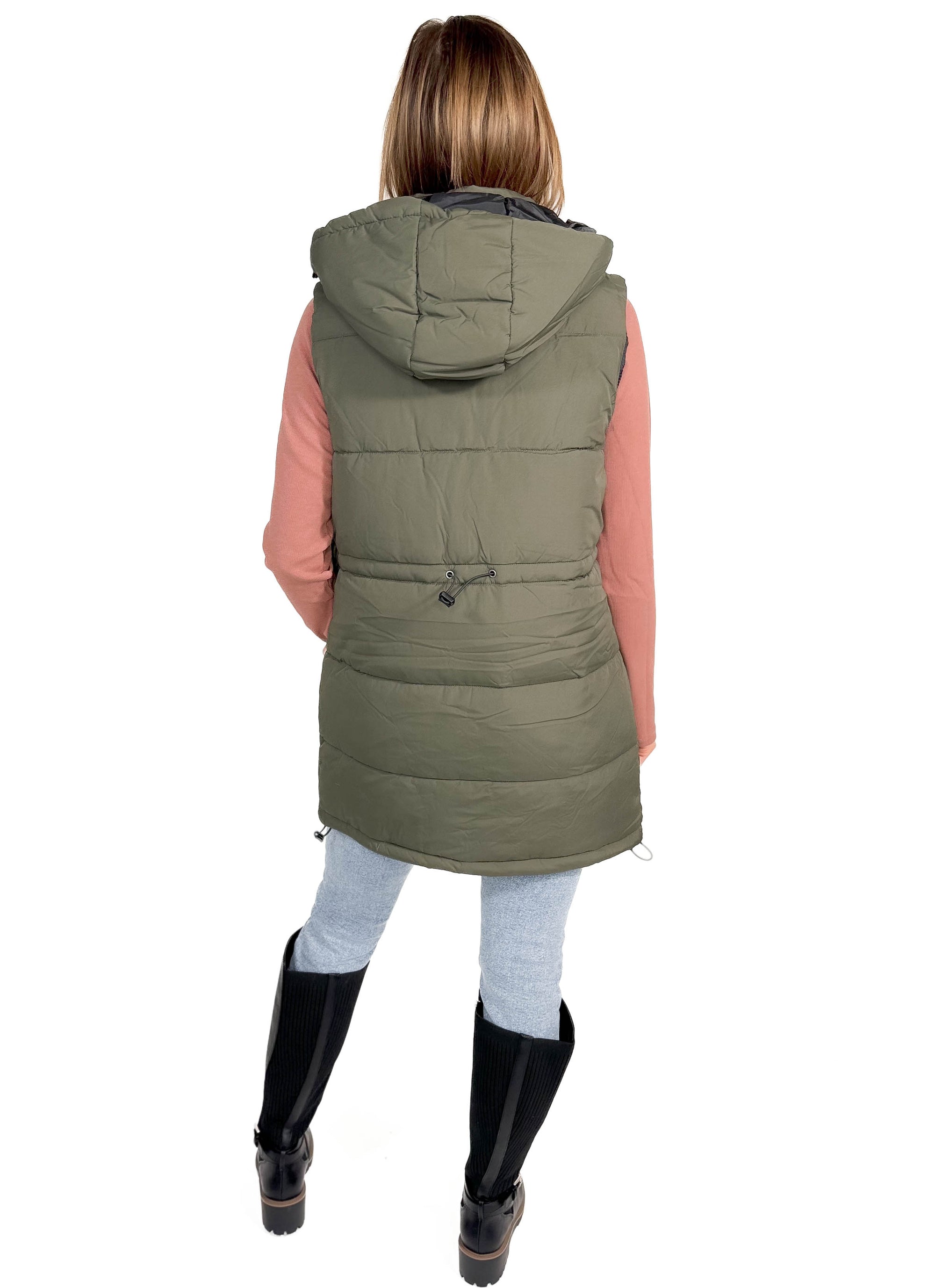 NOISY MAY Aurora Hooded Vest- DUSTY OLIVE