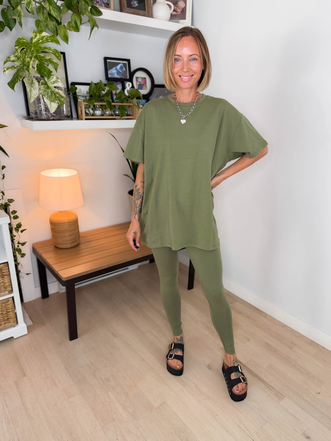 Champlain Cotton Legging Set- LIGHT OLIVE
