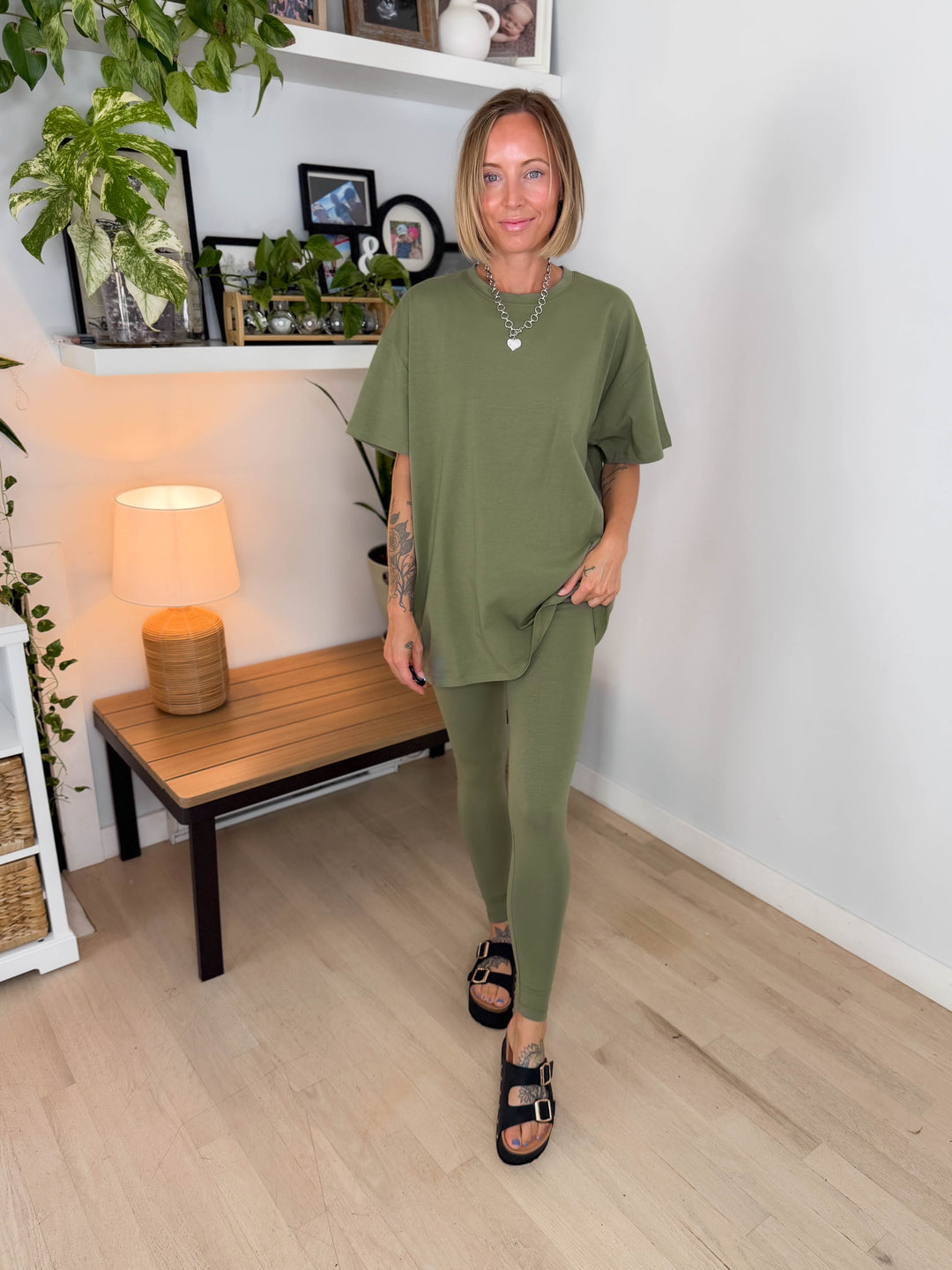 Champlain Cotton Legging Set- LIGHT OLIVE