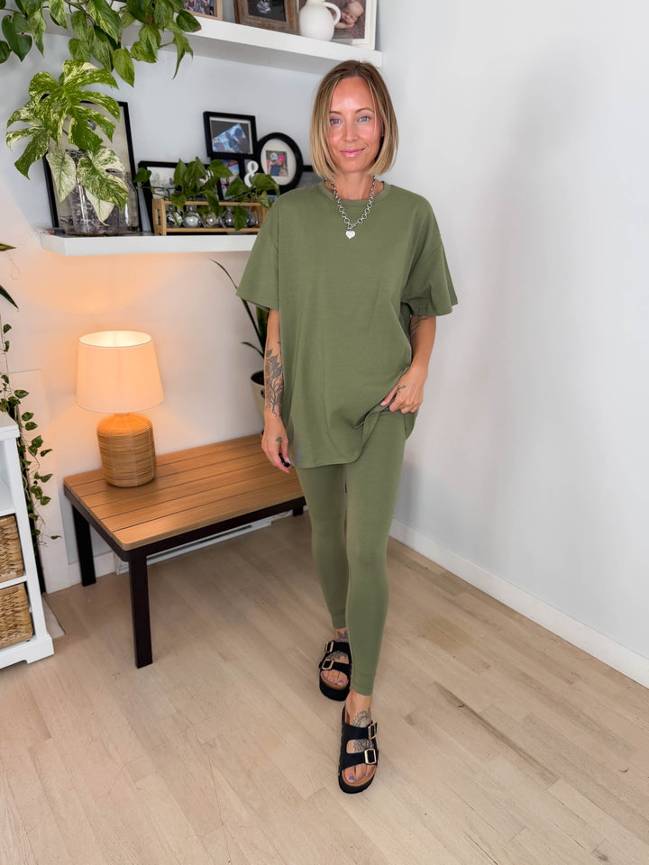 Champlain Cotton Legging Set- LIGHT OLIVE