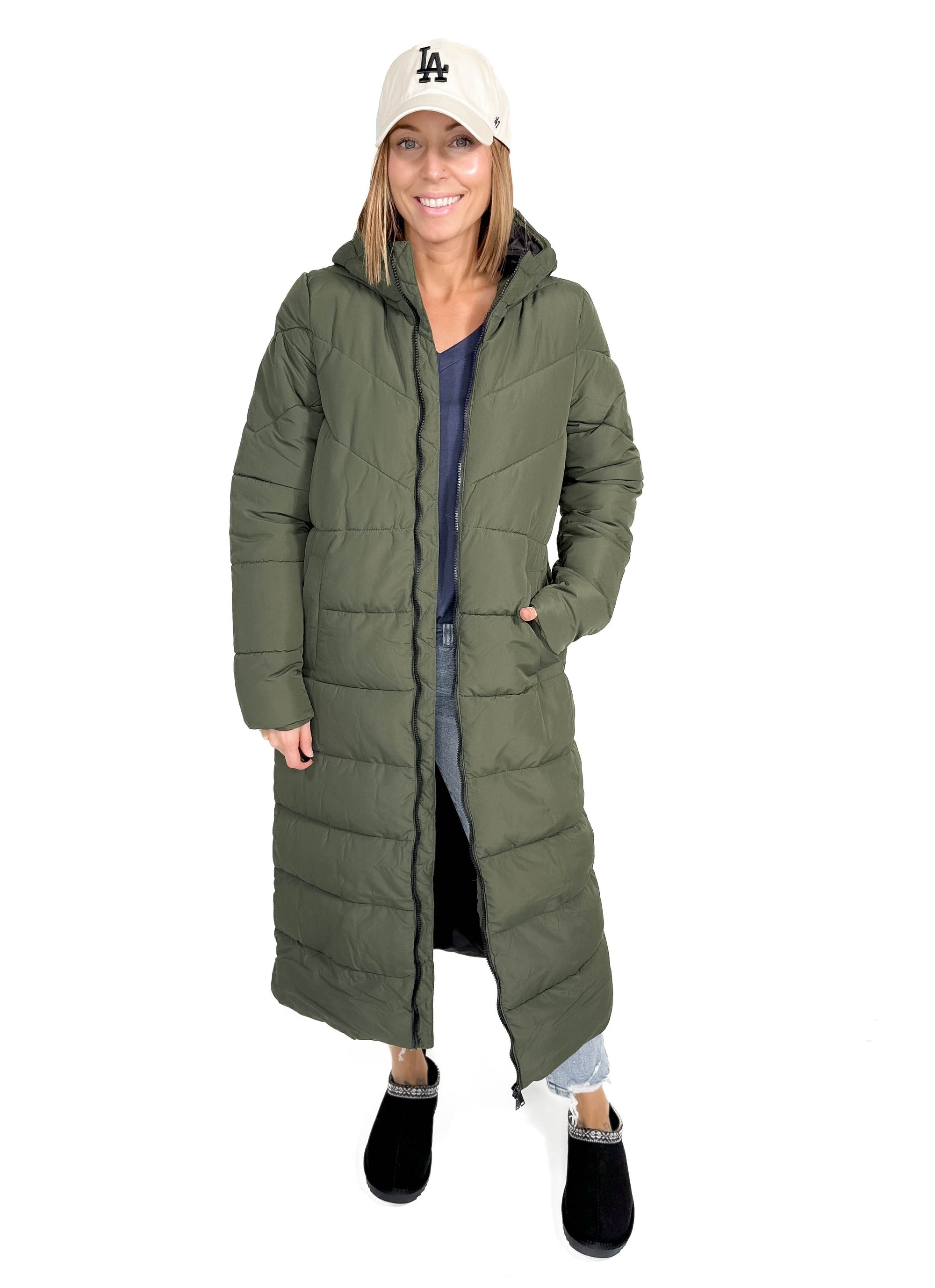 NOISY MAY Dalcon X-Long Coat- DEEP GREEN