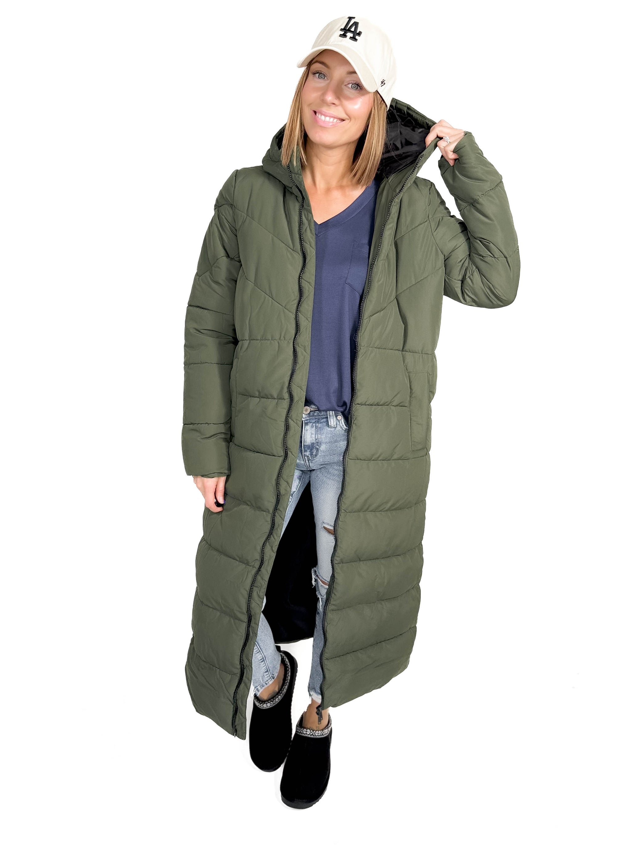 NOISY MAY Dalcon X-Long Coat- DEEP GREEN