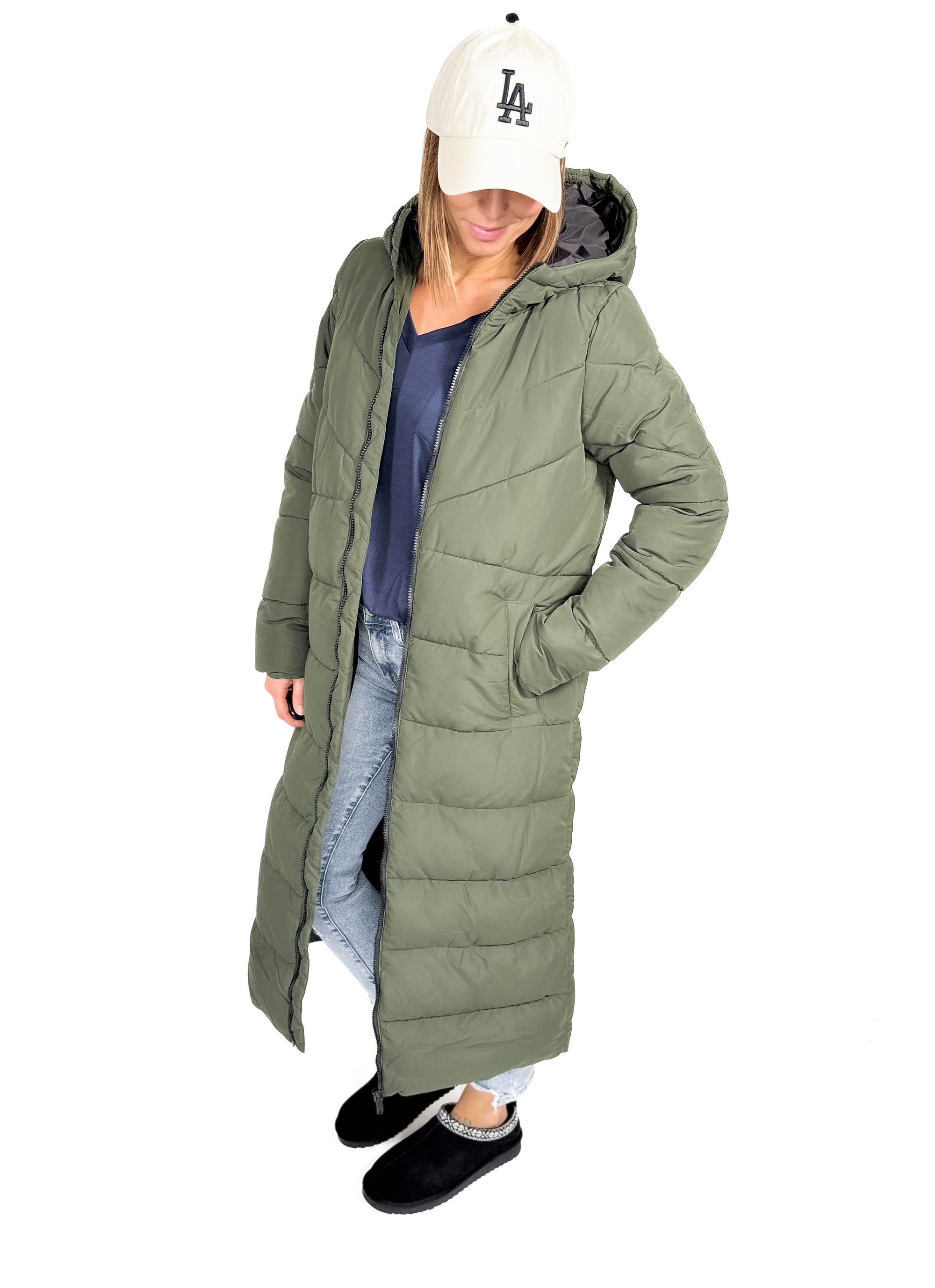 NOISY MAY Dalcon X-Long Coat- DEEP GREEN