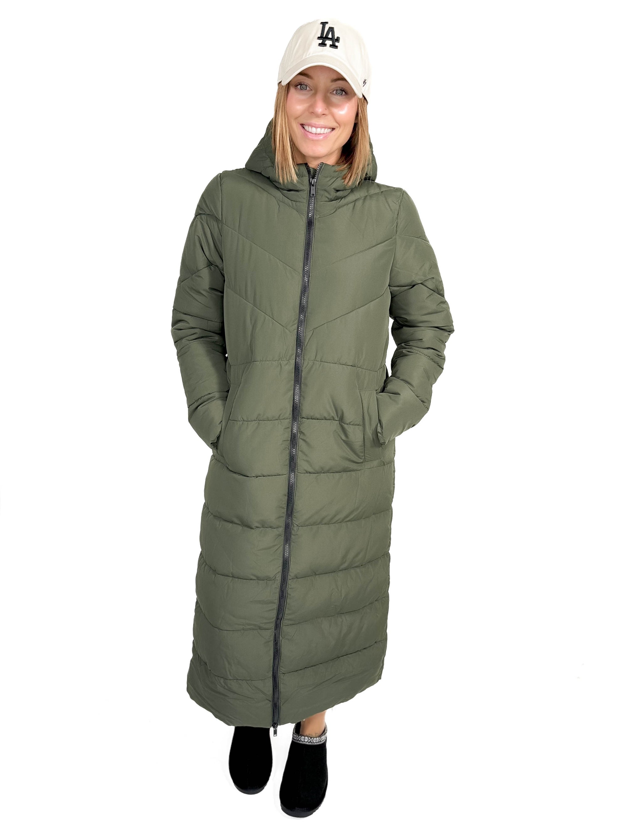 NOISY MAY Dalcon X-Long Coat- DEEP GREEN