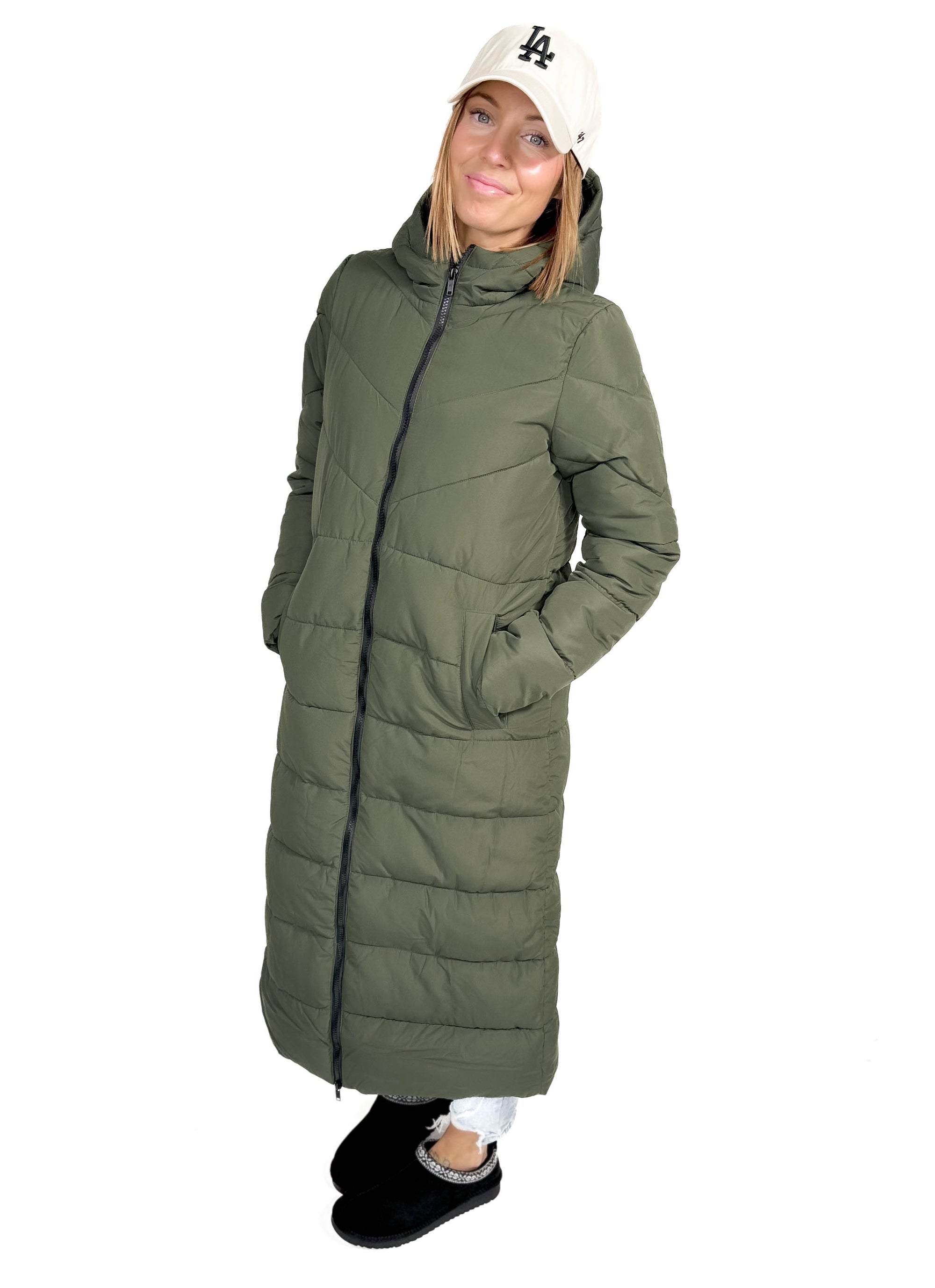 NOISY MAY Dalcon X-Long Coat- DEEP GREEN