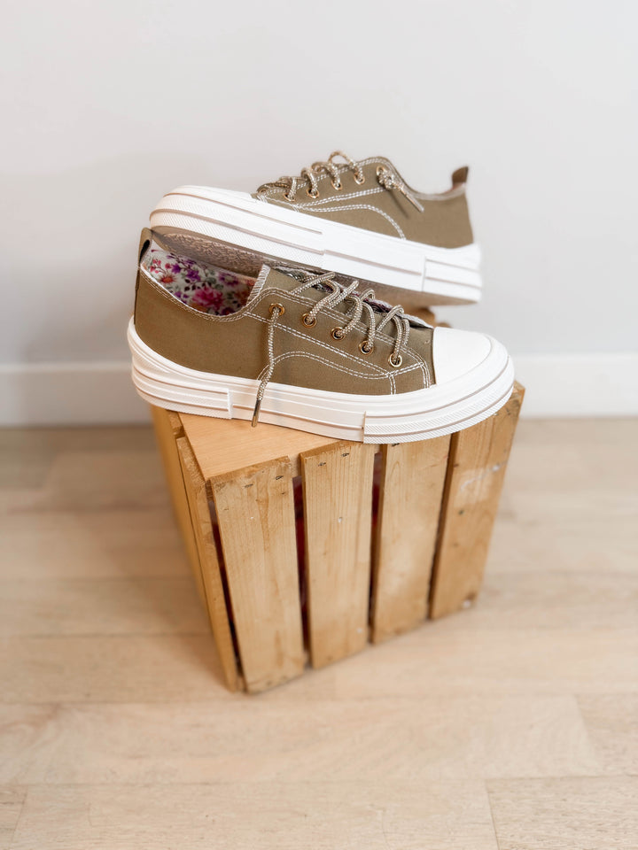 Amanda Gold Lace Sneaker- TAN