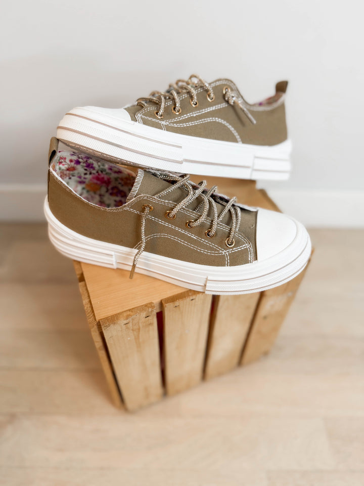 Amanda Gold Lace Sneaker- TAN