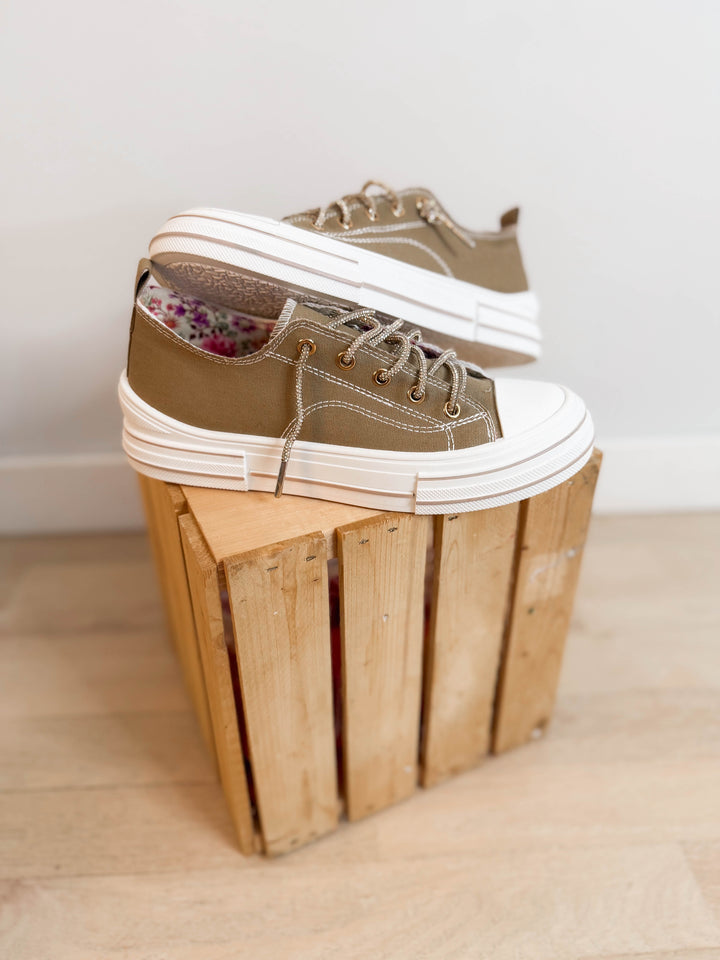 Amanda Gold Lace Sneaker- TAN