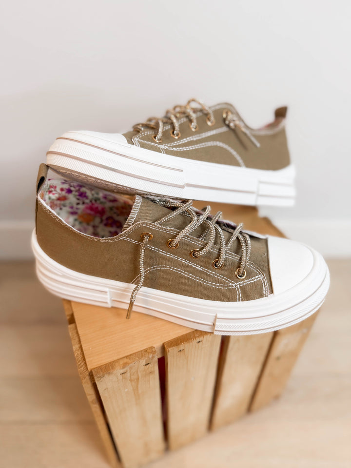 Amanda Gold Lace Sneaker- TAN