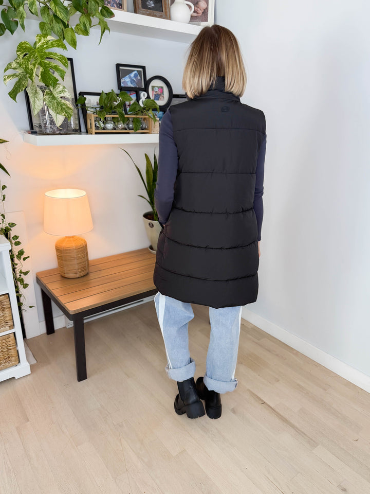 NOISY MAY Rosy Long Puffer Vest- BLACK