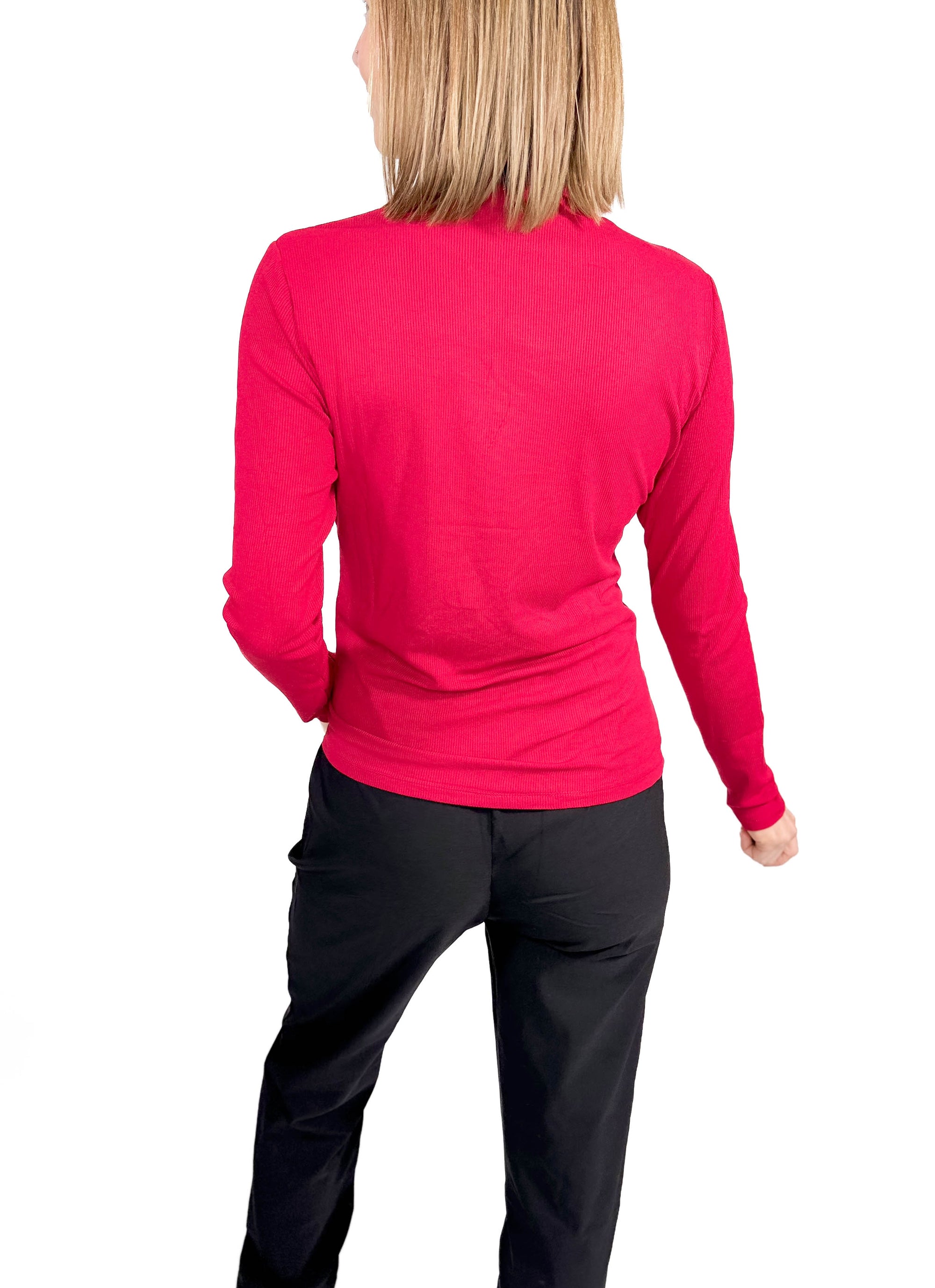 Gotta Have Ribbed Mock Neck Long Sleeve- CRIMSON -FINAL SALE