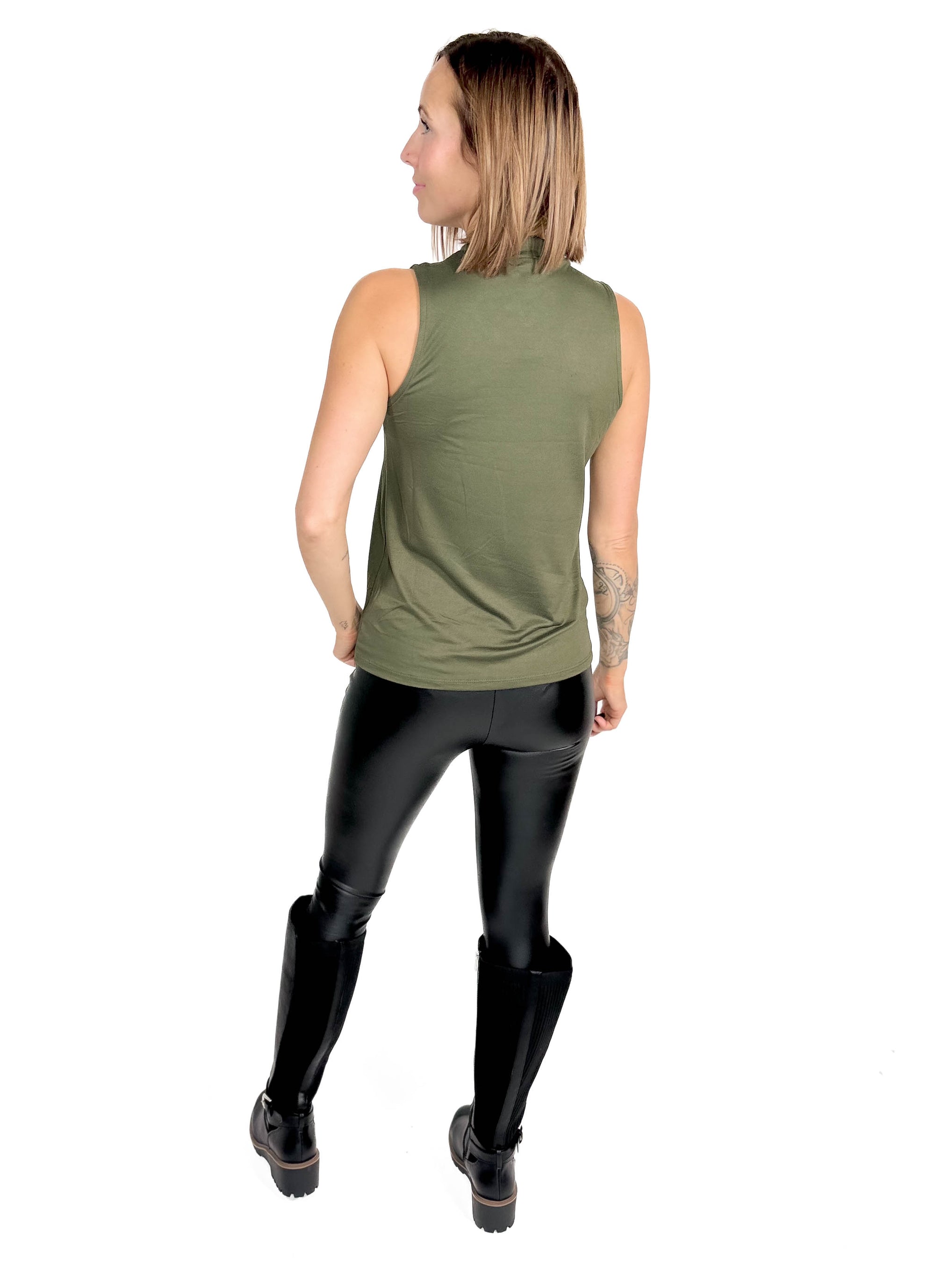 Gotta Have Mock Neck Tank- OLIVE -FINAL SALE