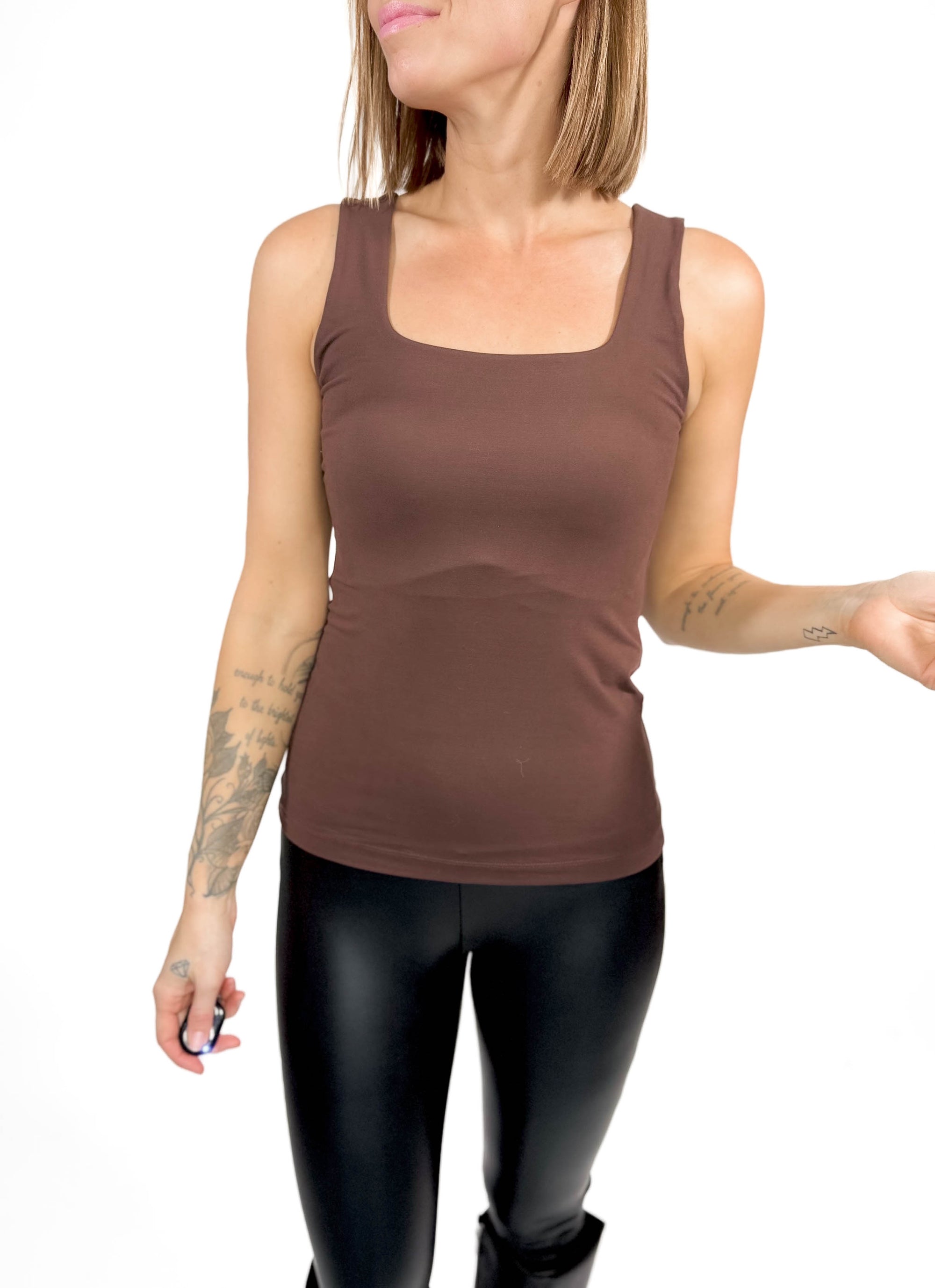 Only The Best Butter Square Neck Tank- JAVA