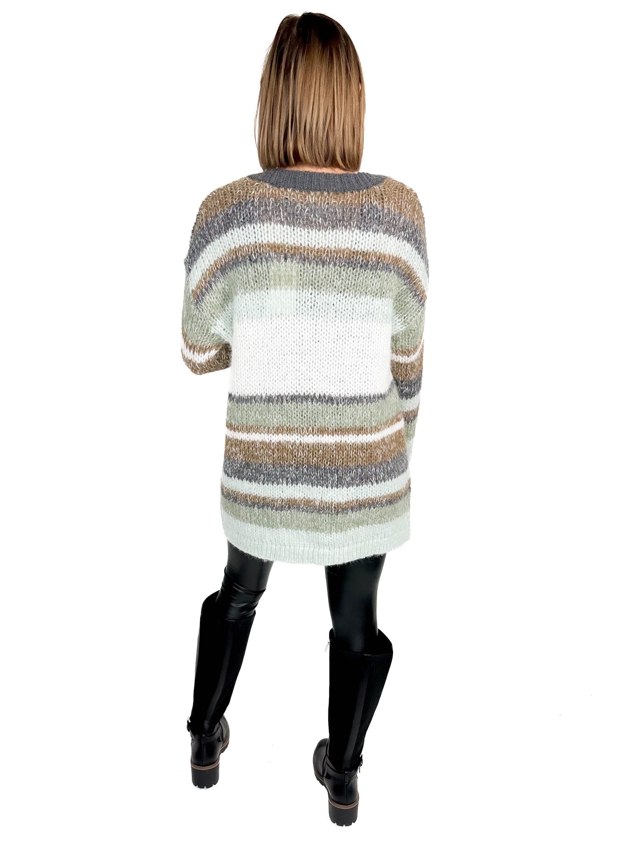 ONLY Cabin Cozy Cardigan- Aqua Gray/Cloud Dancer/Hedge Green