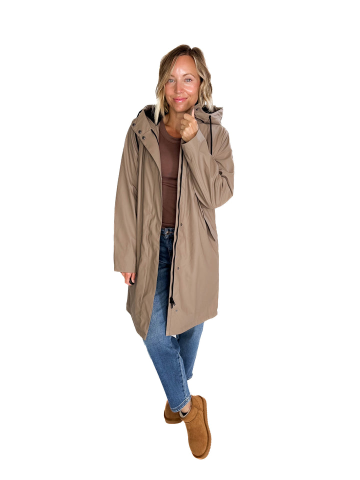 ONLY Sia Sherpa Lined Raincoat- WALNUT