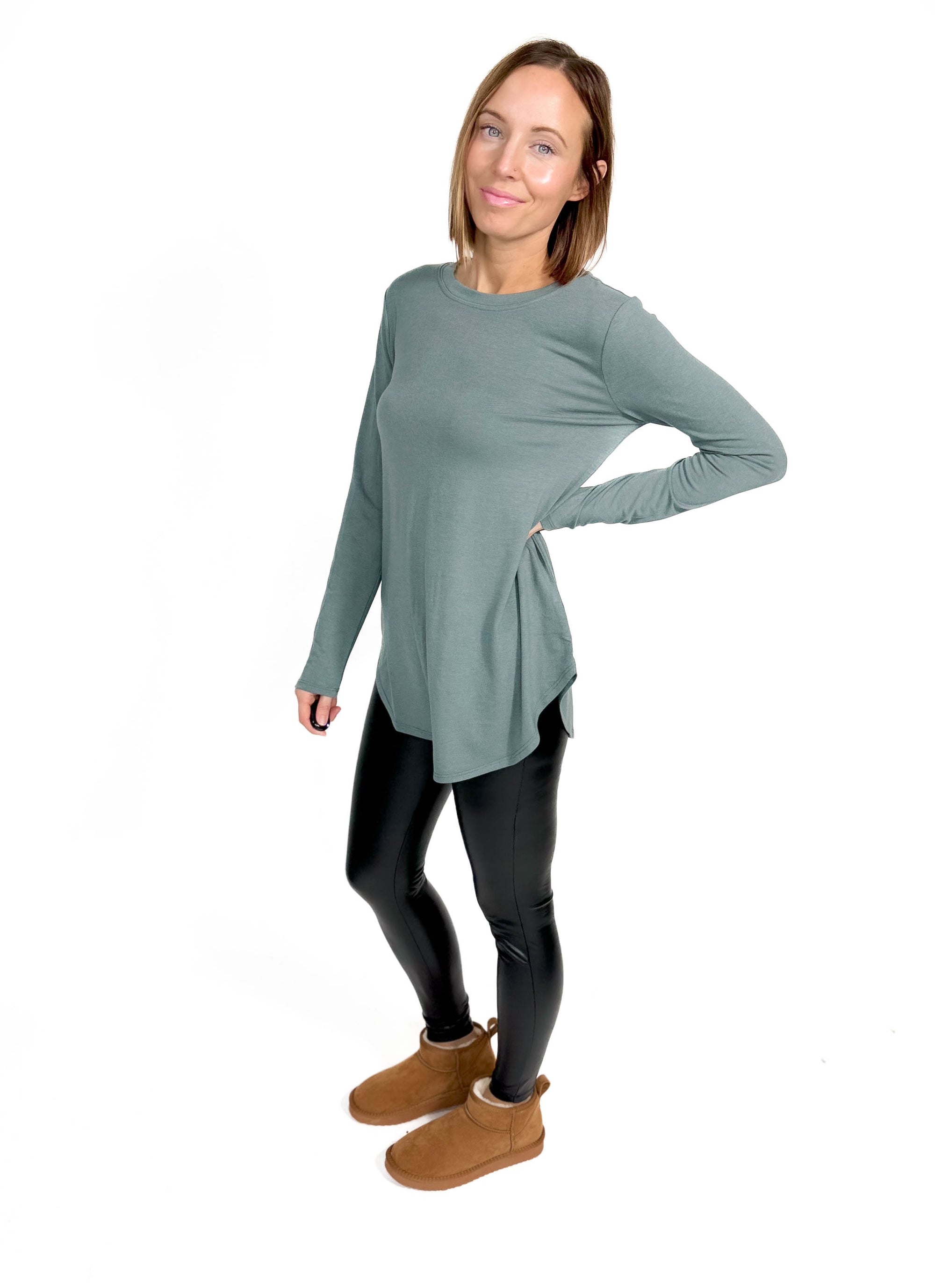 Travey Round Hem Long Sleeve- ASH JADE