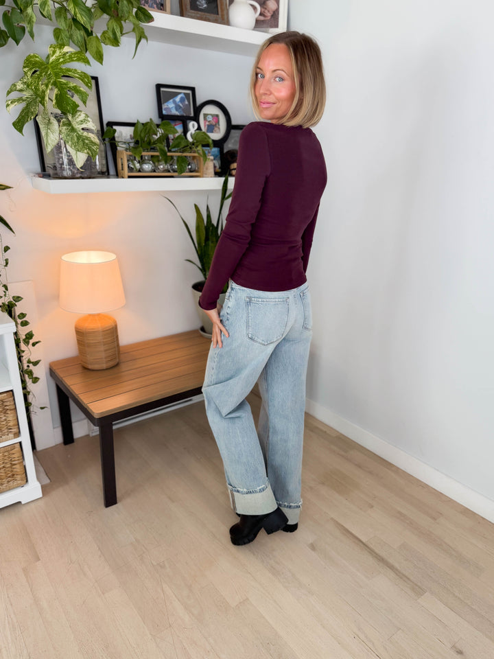 Only Riley Organic Cott Long Sleeve Top- WINE TASTING