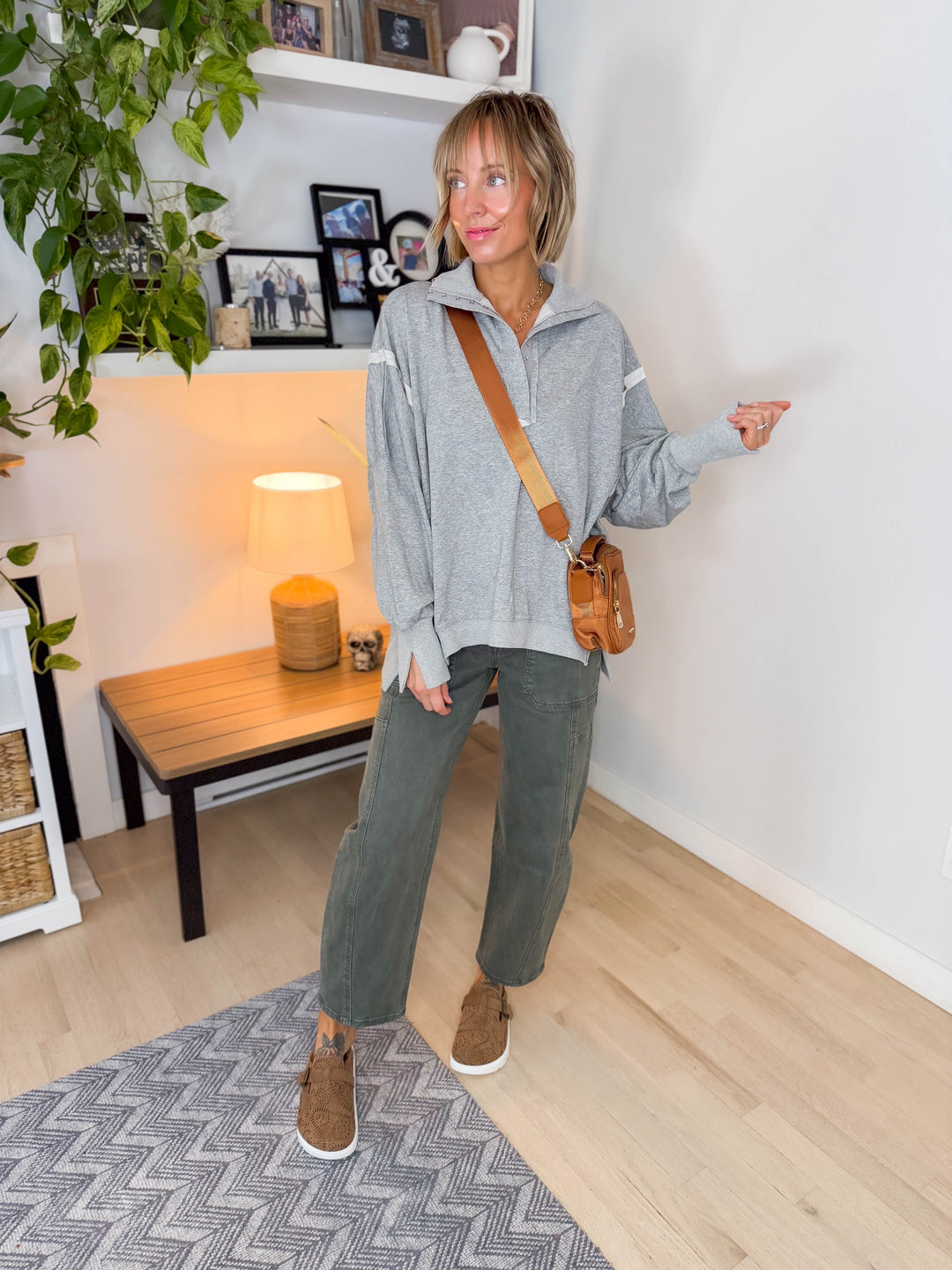 Nolan Snap Henley Pullover- HEATHER GREY