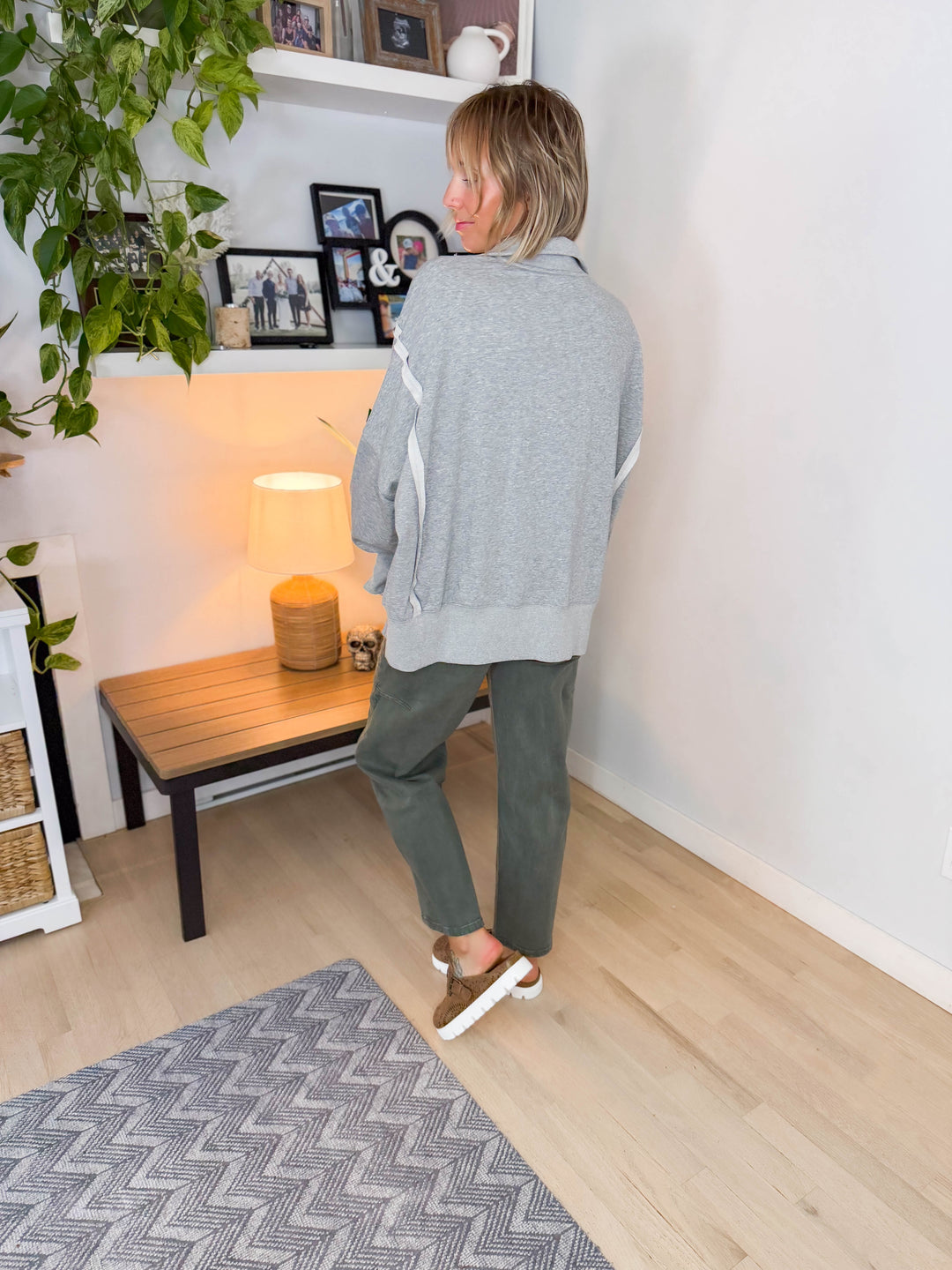 Nolan Snap Henley Pullover- HEATHER GREY