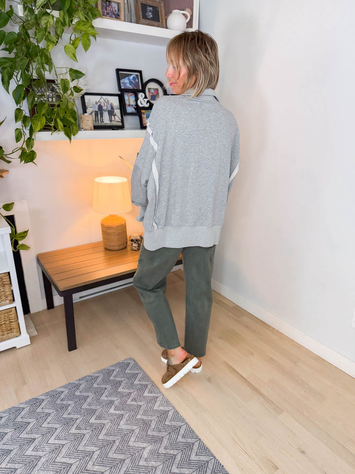 Nolan Snap Henley Pullover- HEATHER GREY