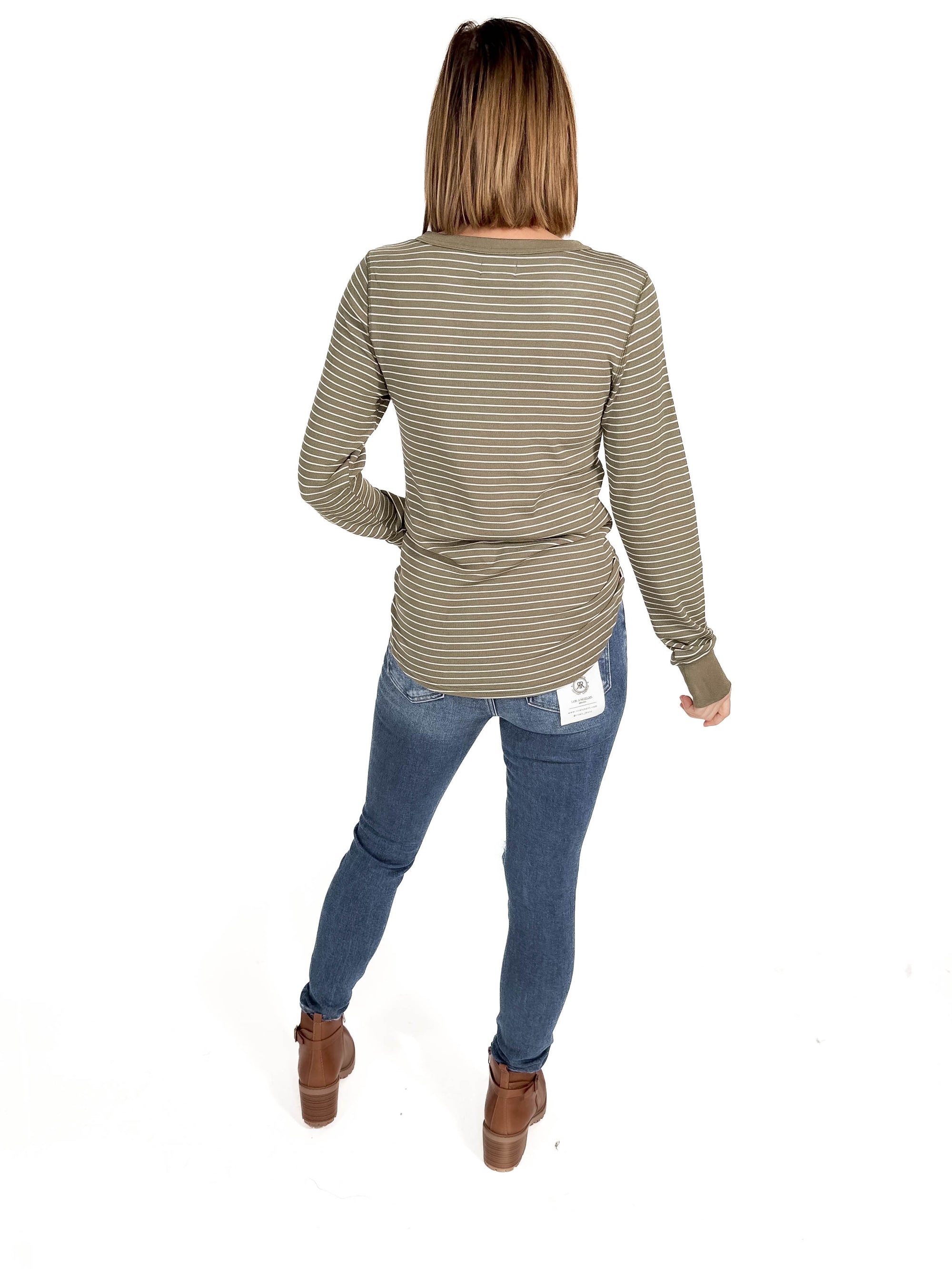 THREAD & SUPPLY Stacy Long Sleeve- SAGE STRIPE