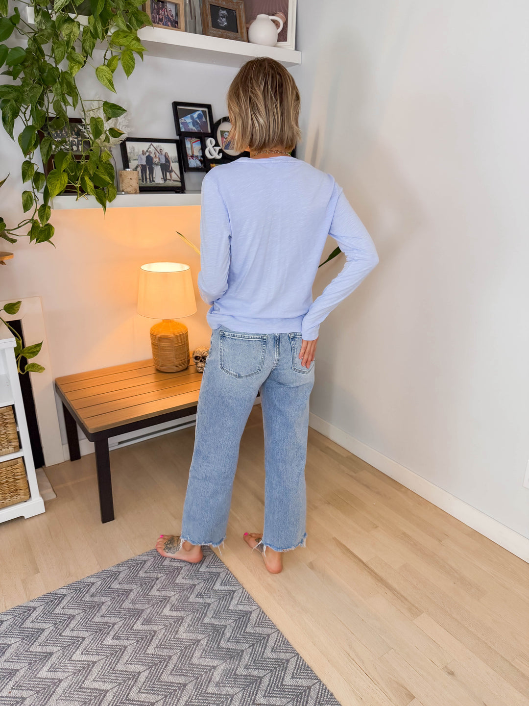 Vervet Lumi Mid Rise Ankle Wide Leg Jean- LIGHT WASH