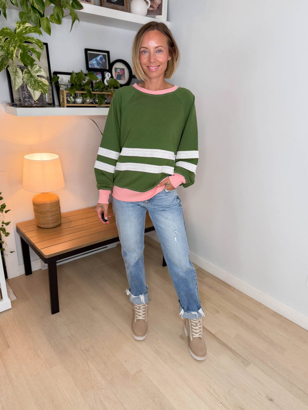 Andie Mineral Washed Pullover- MATCHA