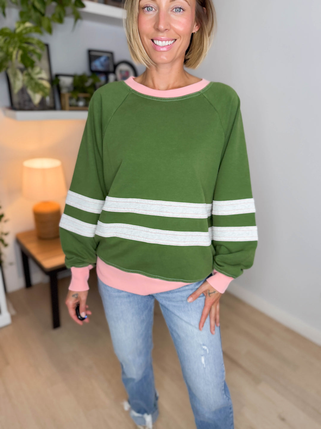 Andie Mineral Washed Pullover- MATCHA