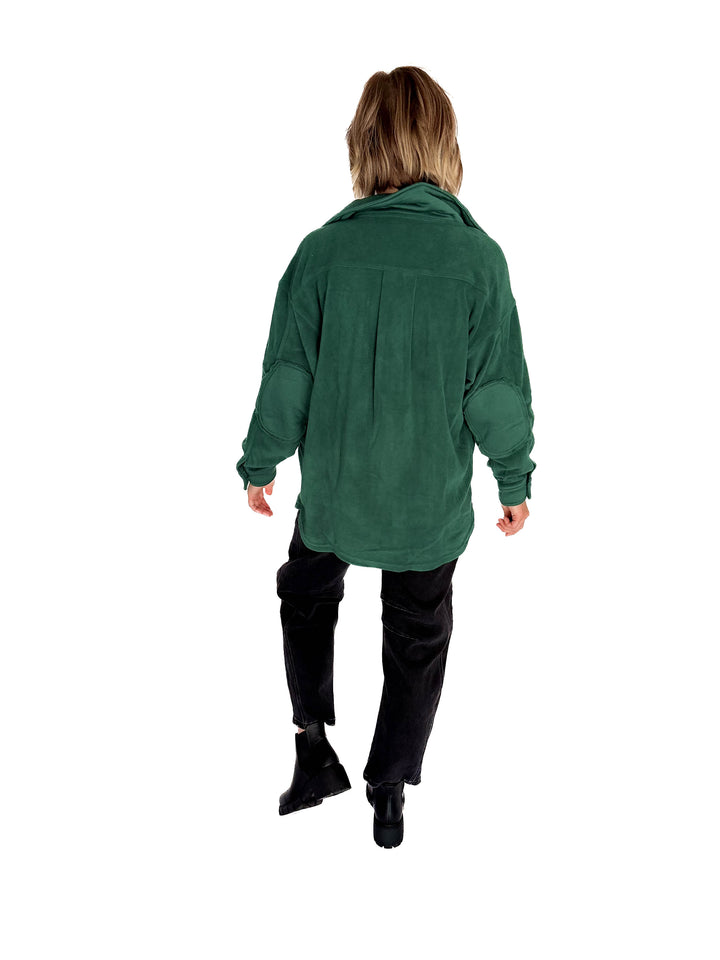 Jake Oversized Fleece Shacket- HUNTER GREEN