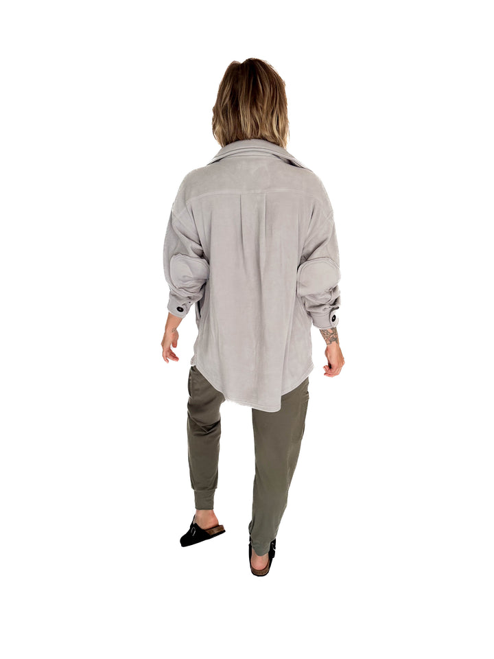 Jake Oversized Fleece Shacket- SLEET