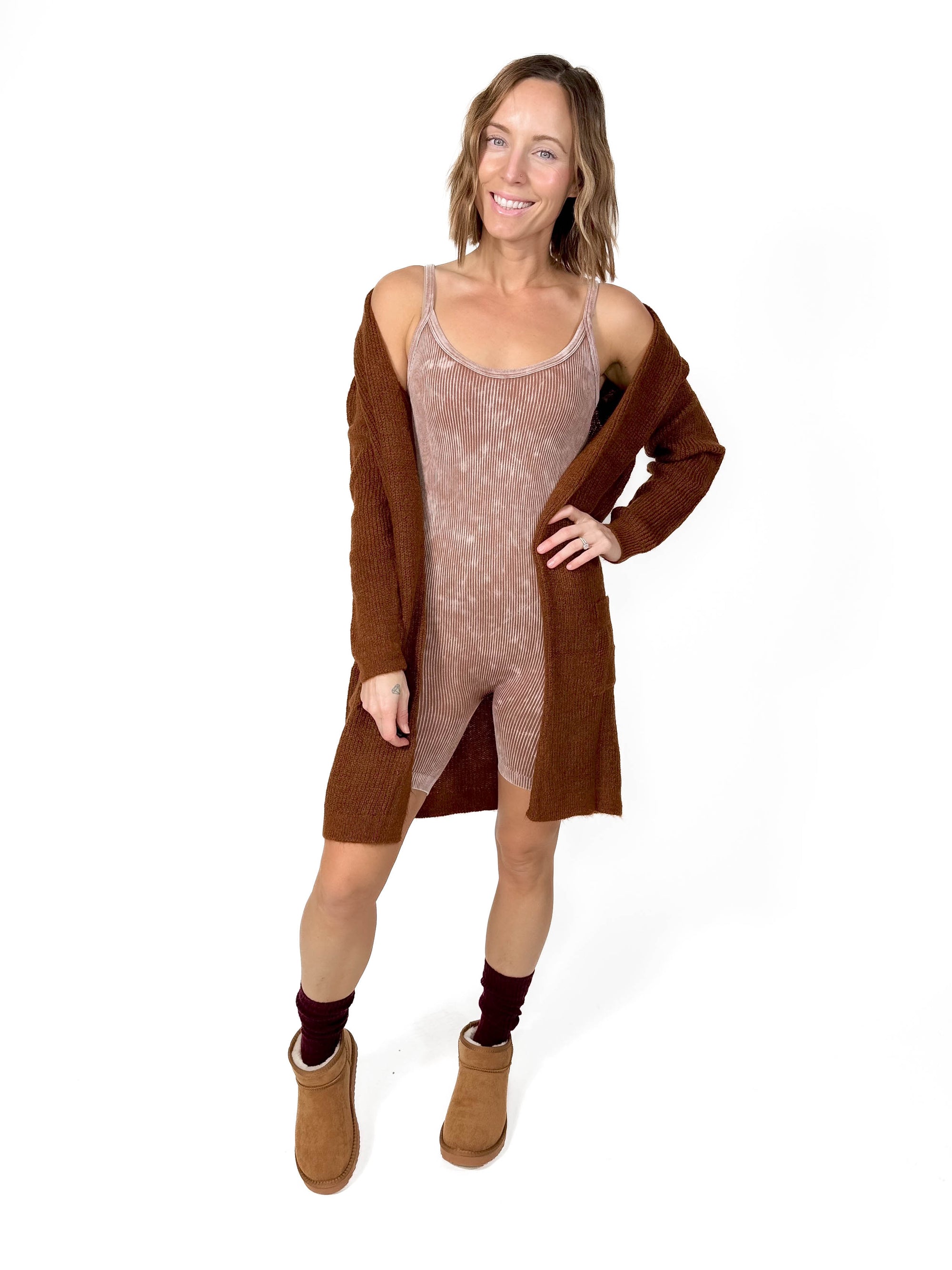 Out + About Seamless Romper- DEEP CAMEL -FINAL SALE