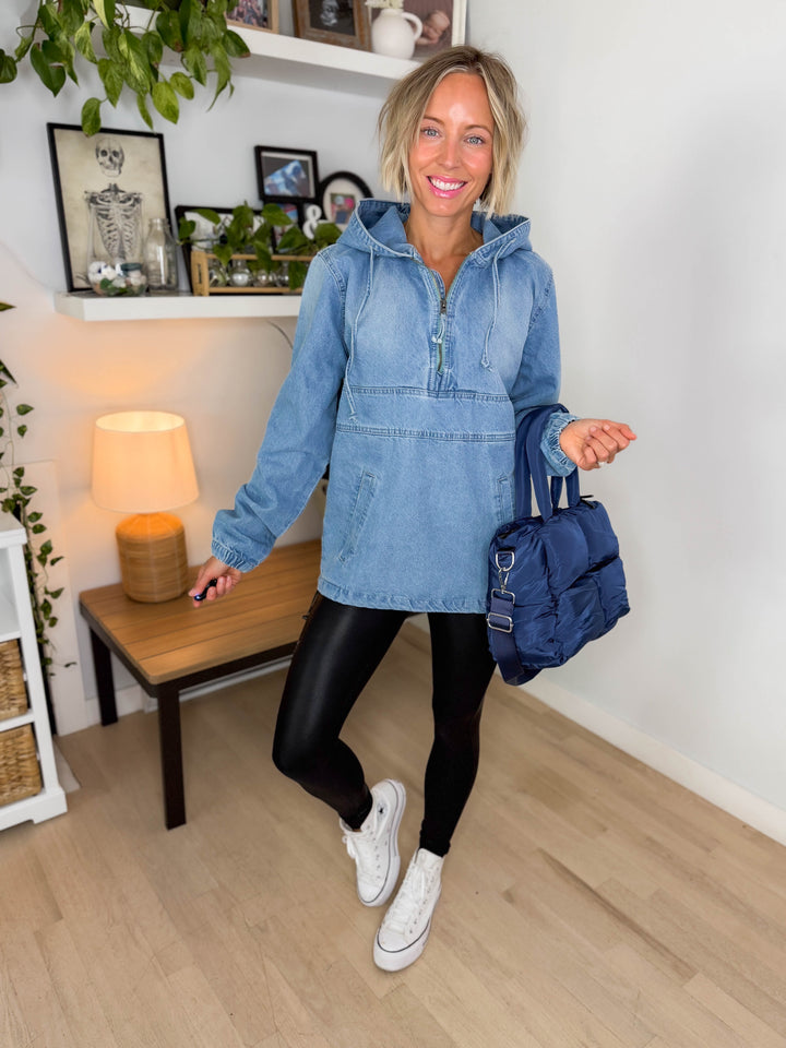 Bex Denim Hoodie Jacket- LIGHT WASH
