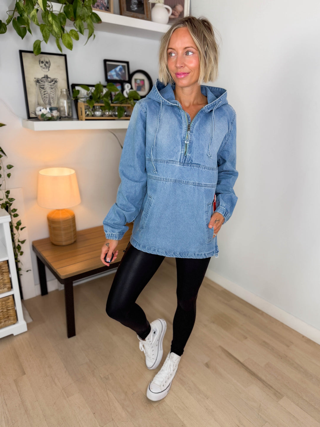 Bex Denim Hoodie Jacket- LIGHT WASH
