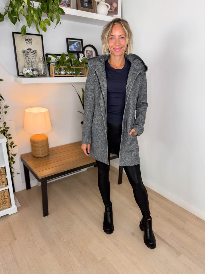 Only Alison Hooded Coat- GREY MELANGE