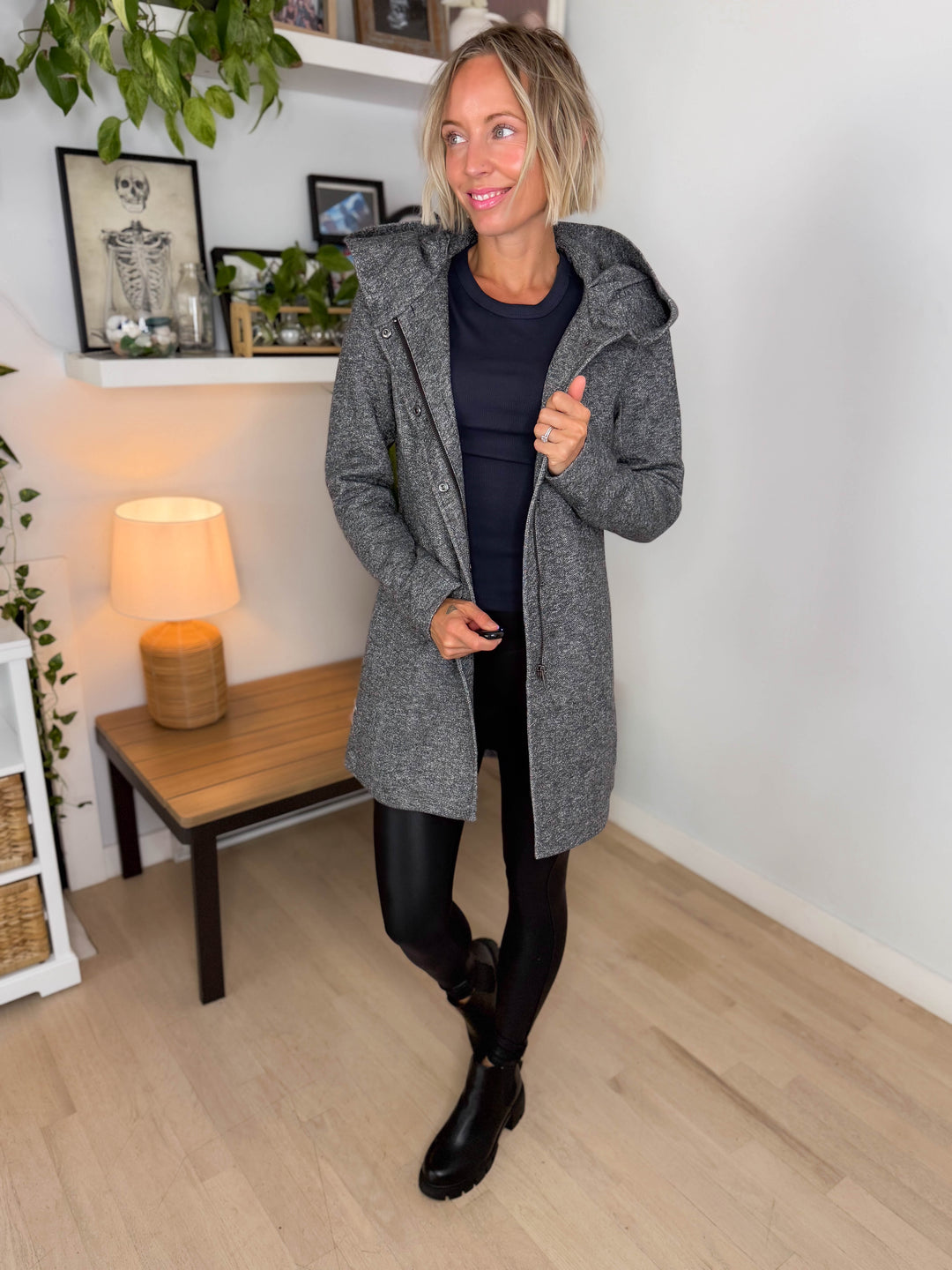 Only Alison Hooded Coat- GREY MELANGE