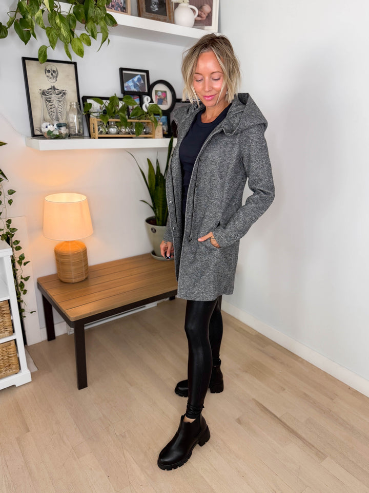 Only Alison Hooded Coat- GREY MELANGE